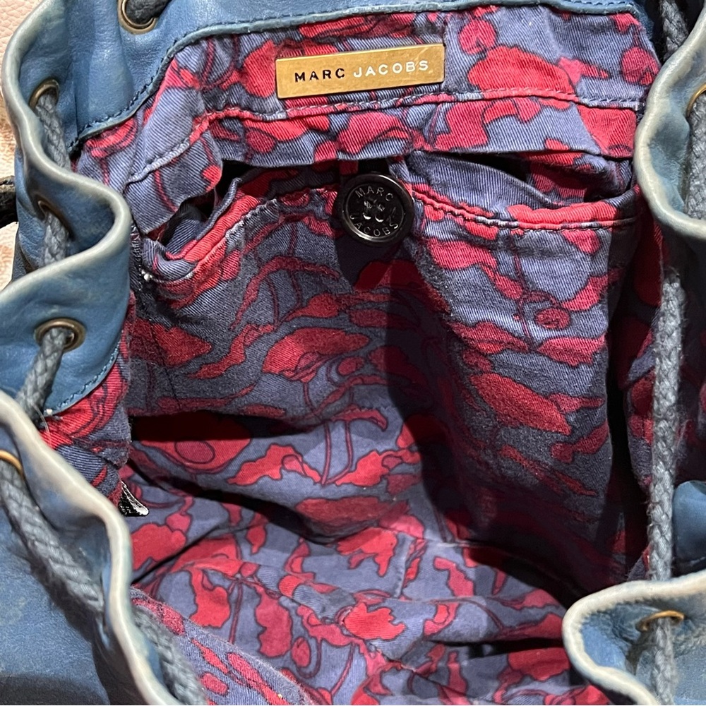 Marc Jacobs Stylish Blue Hobo Bag Leather Drawstring - Picture 6 of 8